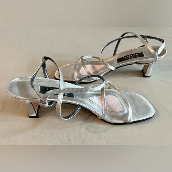 Stuart Weitzman Silver Strappy Heels size 9 - Picture 4 of 8